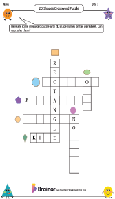 2D Shapes Crossword Puzzle Worksheet