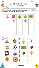 2D Shapes Real Life Examples Cut and Paste Worksheet