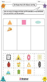2D Shapes Real Life Objects Sorting Worksheet