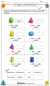 3D Shapes Cut and Paste Worksheet