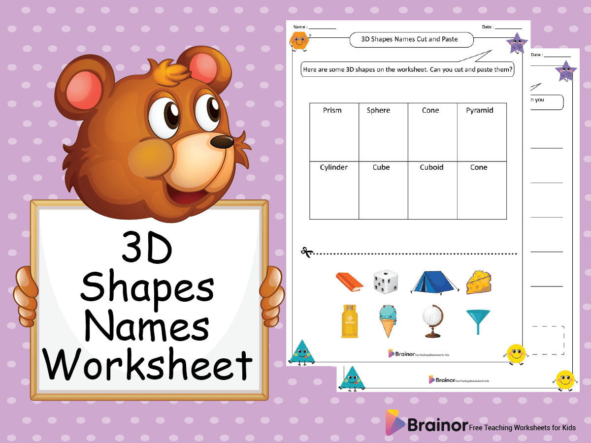 3D Shapes Names Worksheet