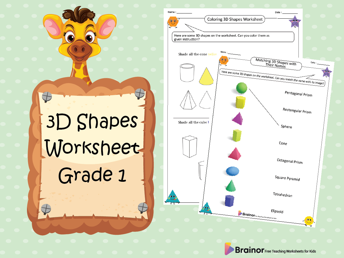 3D Shapes Worksheet Grade 1