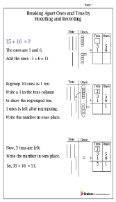 Breaking Apart Ones and Tens by Modeling and Recording Worksheet