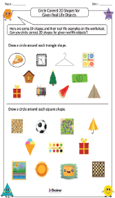 Circling Correct 2D Shapes for Given Real Life Objects Worksheet