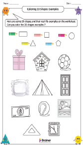 Coloring 2D Shapes Examples Worksheet