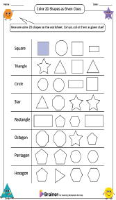Coloring 2D Shapes as Given Clues Worksheet