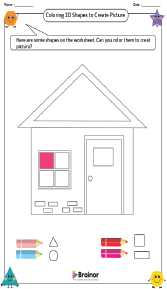 Coloring 2D Shapes to Create Picture Worksheet