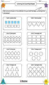 Coloring and Counting Shapes Worksheet