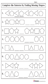 Complete the Patterns by Finding Missing Shapes Worksheets