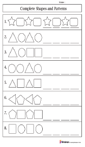 Completing Shapes and Patterns Worksheets