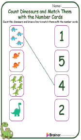 Count Dinosaurs and Match Them with the Number Cards