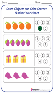 Count Objects and Color Correct Number Worksheet 