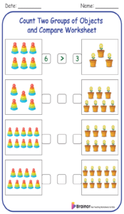 Count Two Groups of Objects and Compare Worksheet 