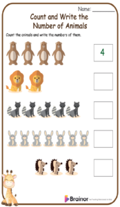 Count and Write the Number of Animals 
