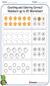 Counting and Coloring Correct Numbers up to 20 Worksheet 