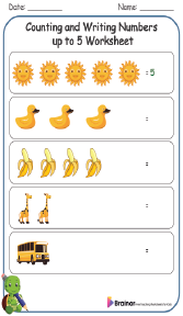 Counting and Writing Numbers up to 5 Worksheet