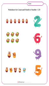 Counting and Number Matching Worksheets 1-20