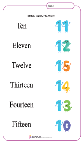 Match Number to Words Worksheet