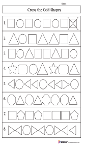 Cross the Odd Shapes Worksheets