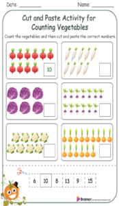 Cut and Paste Activity for Counting Vegetables