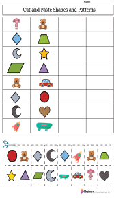 Cut and Paste Shapes and Patterns Worksheets