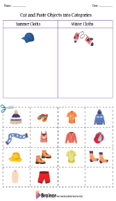 Cut and Paste Worksheet for Putting Objects into Categories