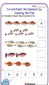 Cut and Paste the numbers by counting the fish