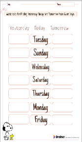 Days of the Week Worksheets for Grade 1 s 