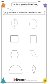 Draw Line of Symmetry of Given Shape Worksheet