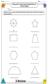 Draw and Count Line of Symmetry of Given Shape Worksheet