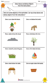 Drawing Above and Below Objects from the Instructions Worksheets