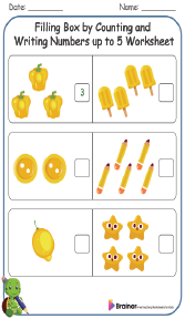 Filling Box by Counting and Writing Numbers up to 5 Worksheet 