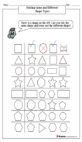 Finding Same and Different Shape Types Worksheet