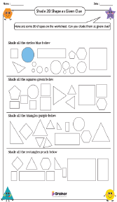 Shading 2D Shape as Given Clue Worksheet