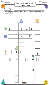 Solving Crossword Puzzle with 2D Shape Names Worksheet