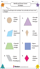 Identifying and Choosing Correct 2D Shapes Worksheet