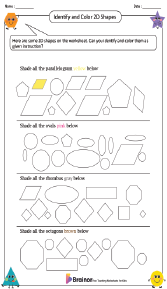 Identifying and Coloring 2D Shapes Worksheet