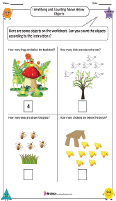 Identifying and Counting Above Below Objects Worksheets