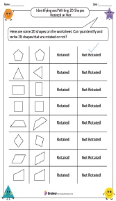 Identifying and Writing 2D Shapes Rotated or Not Worksheet