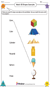 Matching 3D Shapes Examples Worksheet