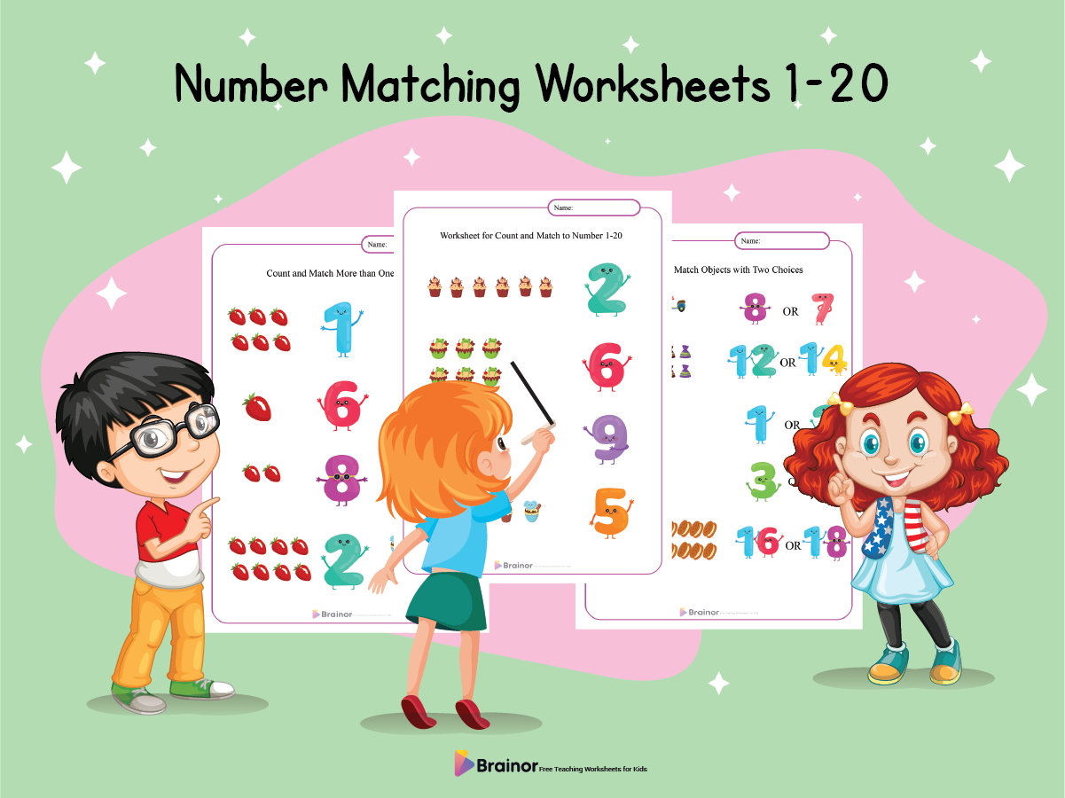 Number Matching Worksheets 1-20