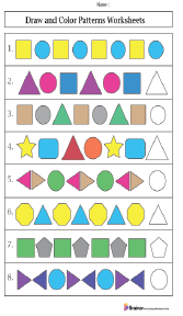 Practicing Drawing and Coloring Patterns Worksheets