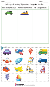 Puzzle Solving and Sorting Objects into Categories Worksheet
