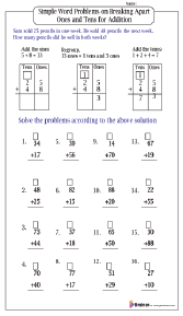 Simple Word Problems on Breaking Apart Ones and Tens for Addition