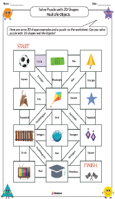 Solving Puzzle with 2D Shapes Real Life Objects Worksheet