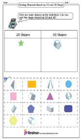 Sorting Elements Based on 2D and 3D Shape Worksheets
