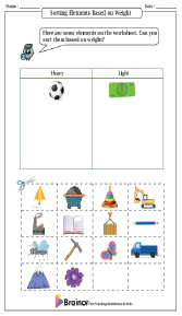 Sorting Elements Based on Weight Worksheets
