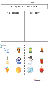 Sorting Hot and Cold Objects Worksheets