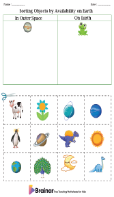 Sorting Objects by Availability on Earth Worksheet
