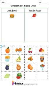 Sorting Objects by Food Group Worksheet